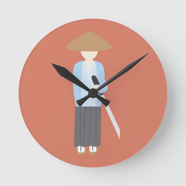 Samurai Runde Wanduhr (Vorderseite)