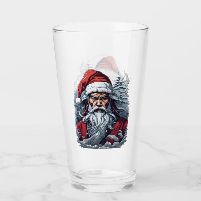 Samurai Santa Warrior Weihnachtsgeschenk Glas (Vorderseite)
