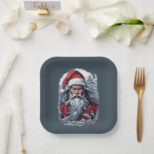 Samurai Santa Warrior Weihnachtsgeschenk Pappteller