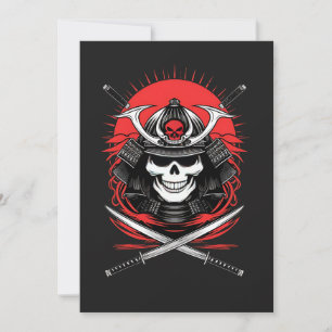 Samurai-Schädel aufsteigende Sonne Krieger Kunst Feiertagskarte