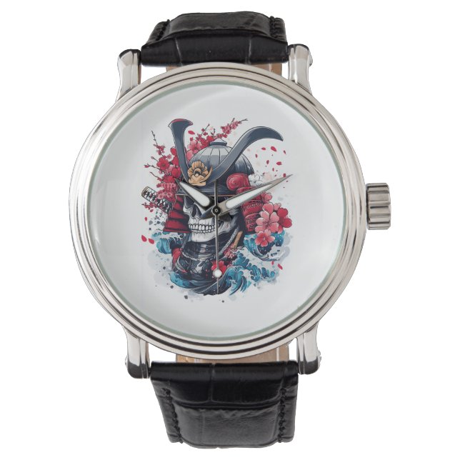 Samurai-Schädel-Krieger Armbanduhr (Vorderseite)