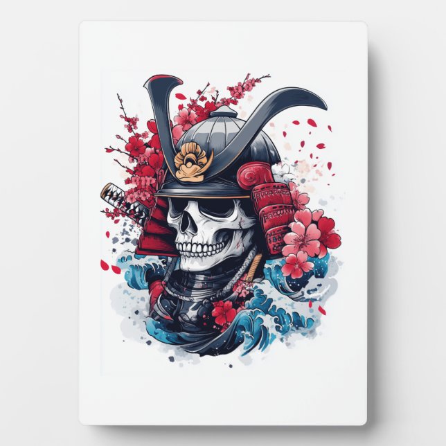Samurai-Schädel-Krieger Fotoplatte (Vorderseite)