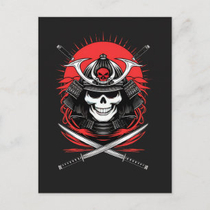 Samurai-Schädel Rising Sun Krieger Kunst Postkarte