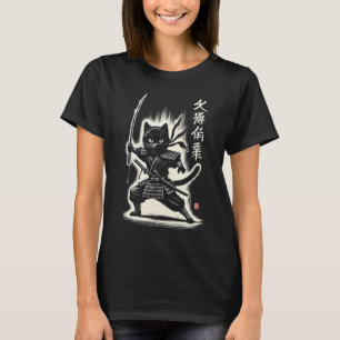 Samurai-Schwarze-Katze Japanischer-Ninja Japan Kri T-Shirt