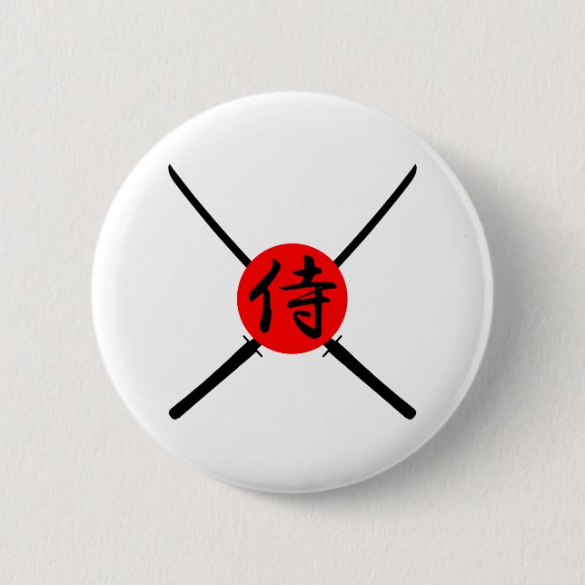 SAMURAI - Schwert und Kanji Button (Vorderseite)