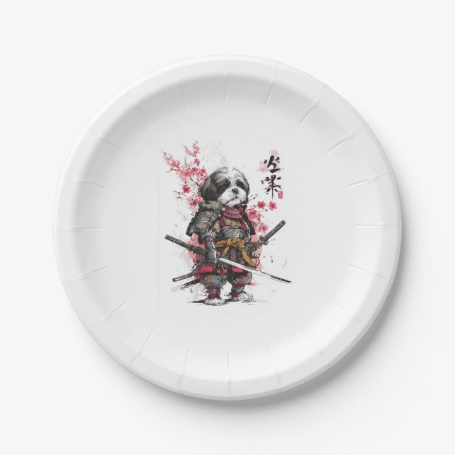 Samurai Shih Tzu � Epic Warrior Dog Pappteller (Vorderseite)