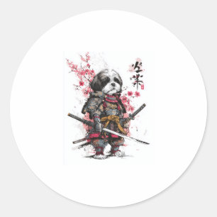 Samurai Shih Tzu � Epic Warrior Dog Runder Aufkleber
