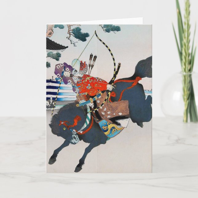 Samurai Shooting a Bow, Ukiyo-e Karte (Vorderseite)