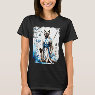 Samurai Siamesischer Katzen Krieger. Japanische Ti T-Shirt