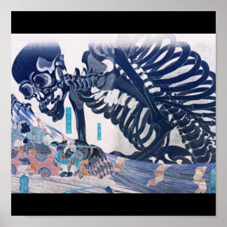 Samurai, Skelettmalerei um die 1800er Jahre Poster
