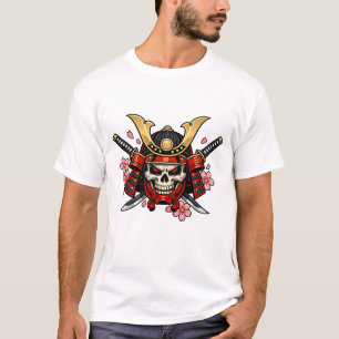 Samurai-Skull-Krieger-Design – Japanisches Katana T-Shirt