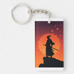 Samurai-Sonnenuntergangs-Silhouette Schlüsselanhän Schlüsselanhänger