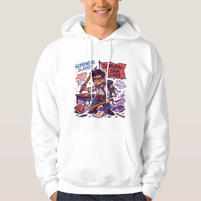 Samurai Student zurück zur Schule Hoodie (Vorderseite)