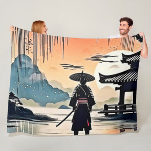 Samurai Sunset: Reflektive Reise Fleecedecke