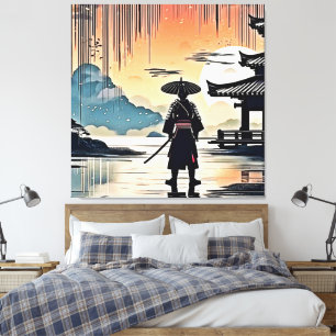Samurai Sunset: Reflektive Reise Leinwanddruck
