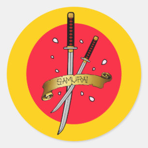 Samurai Sword Tattoo Runder Aufkleber