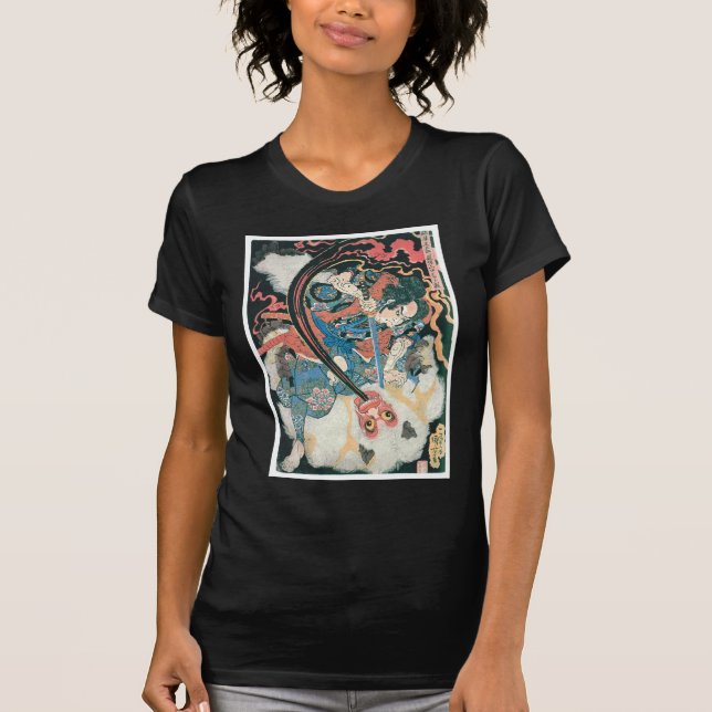Samurai tötet einen Dämon, alte japanische Malerei T-Shirt (Vorderseite)