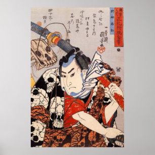 Samurai Tragen eines Schädelmusters Poster