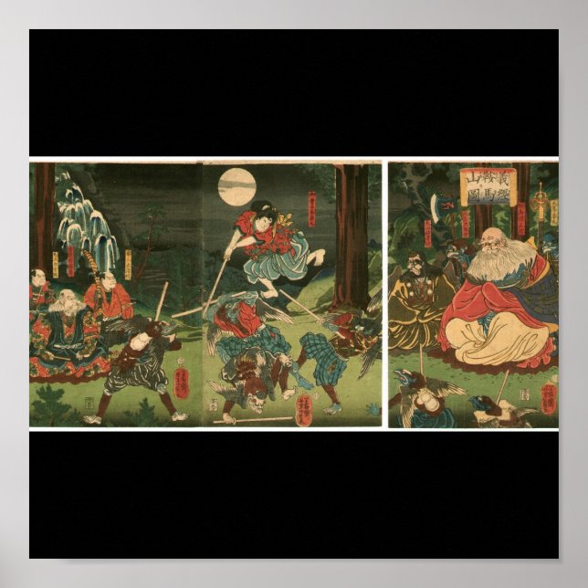 Samurai-Training mit Tengu, Circa 1859 Poster (Vorne)