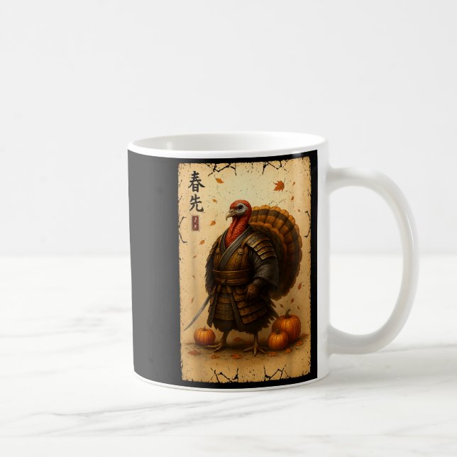Samurai Truthahn Erntedankfest japanischer Krieger Kaffeetasse (Rechts)