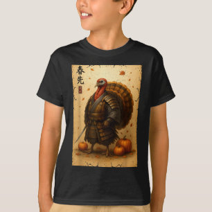 Samurai Truthahn Erntedankfest Japanischer Krieger T-Shirt