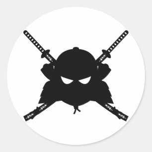 Samurai u. Katana Schwerter-Aufkleber Runder Aufkleber