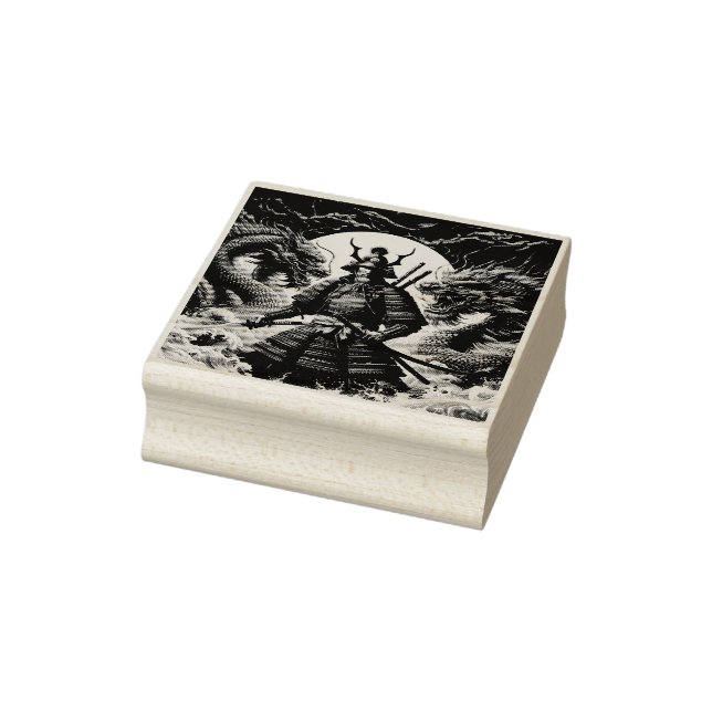 Samurai und Drachen Gummistempel (Stempel)