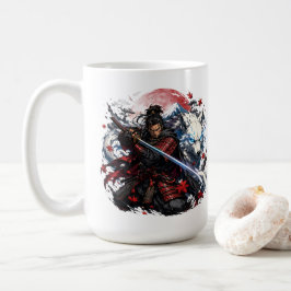 Samurai und White Wolf Tasse | Japanischer Krieger