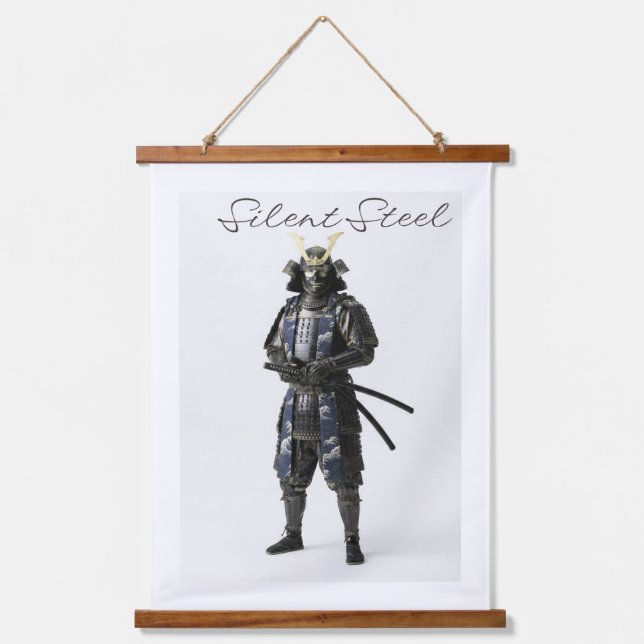 Samurai wall tapestry wandteppich mit holzrahmen (Vorderseite)