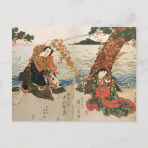 Samurai Warrior am Strand Postkarte