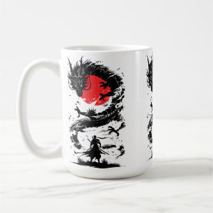 Samurai Warrior and Dragon Battle Kaffeetasse