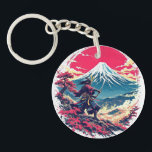 Samurai Warrior at Mount Fuji Japanese Art Schlüsselanhänger<br><div class="desc">A striking Japanese-inspired design featuring a lone samurai warrior standing before Mount Fuji at sunset. This t-shirt blends traditional samurai spirit with beautiful scenic Japanese landscapes. Perfect for fans of samurai,  Japan,  manga aesthetics,  and minimalist ink illustrations. Makes a unique gift for lovers of Japanese culture and art.</div>