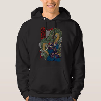 Samurai Warrior Facing Fierce Dragon japanische Ku Hoodie