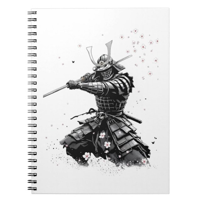 Samurai Warrior in Action Japanese Art Ceramic  Notizblock (Vorderseite)