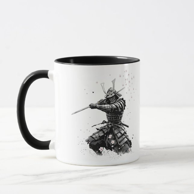 Samurai Warrior in Action Japanese Art Ceramic  Tasse (Links)