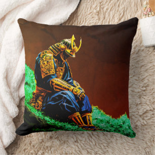 Samurai Warrior in Golden Armor - Episch Japanisch Kissen
