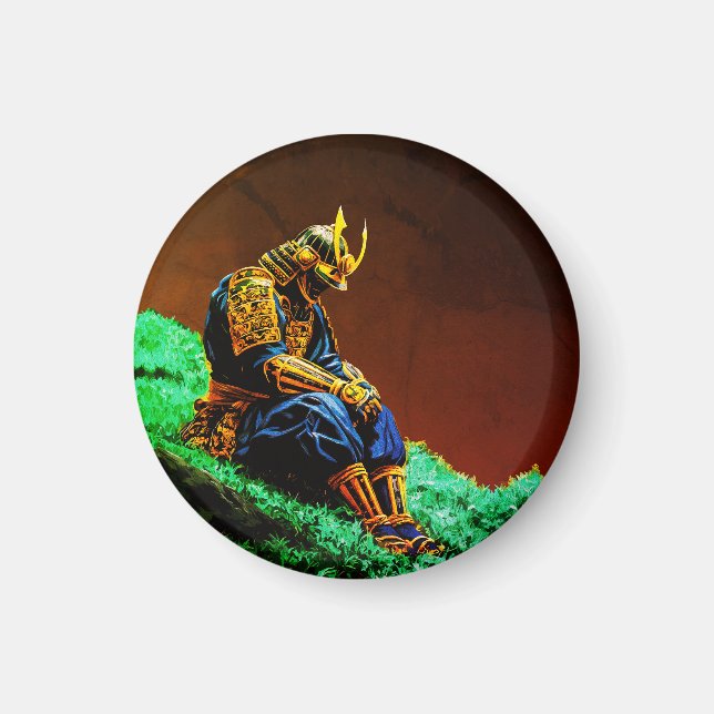 Samurai Warrior in Golden Armor - Episch Japanisch Magnet (Vorne)