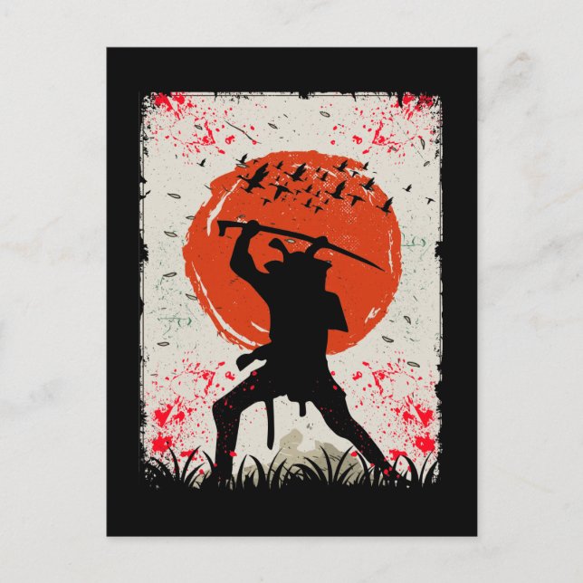 Samurai Warrior Japanese Swordsman Postkarte (Vorderseite)