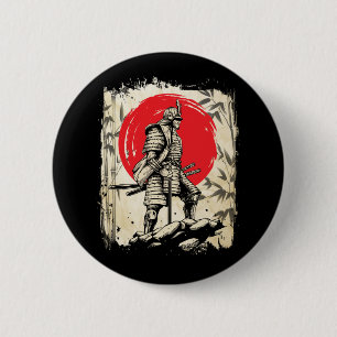 Samurai Warrior Japanischer Hero Japan Schwertsmä Button