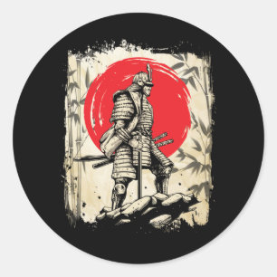 Samurai Warrior Japanischer Hero Japan Schwertsmä Runder Aufkleber