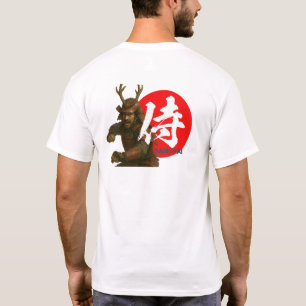 Samurai Warrior mit aufstrebender Sonne und Kanji T-Shirt