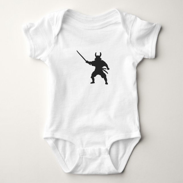 Samurai Warrior mit Schwert - Wählen Sie die Farbe Baby Strampler (Vorderseite)