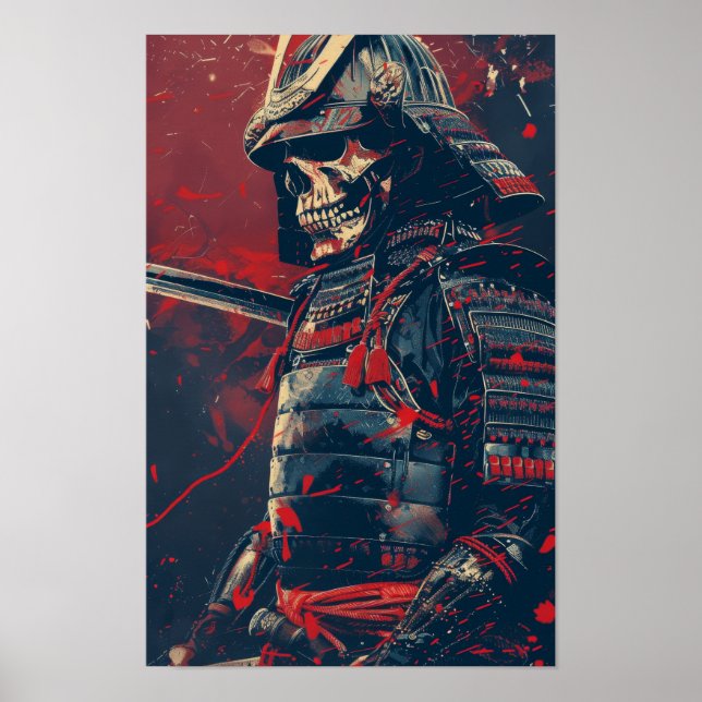 Samurai Warrior Skull Cool Illustration Poster (Vorne)