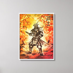Samurai Warrior; Traditionelle japanische Kunst Leinwanddruck