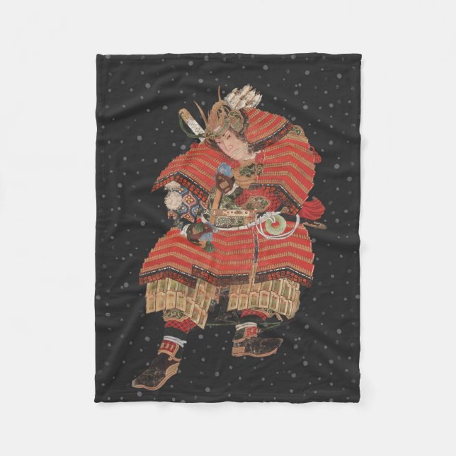 Samurai Warrior Vintage Japanische Kunst Fleecedecke (Vorderseite)