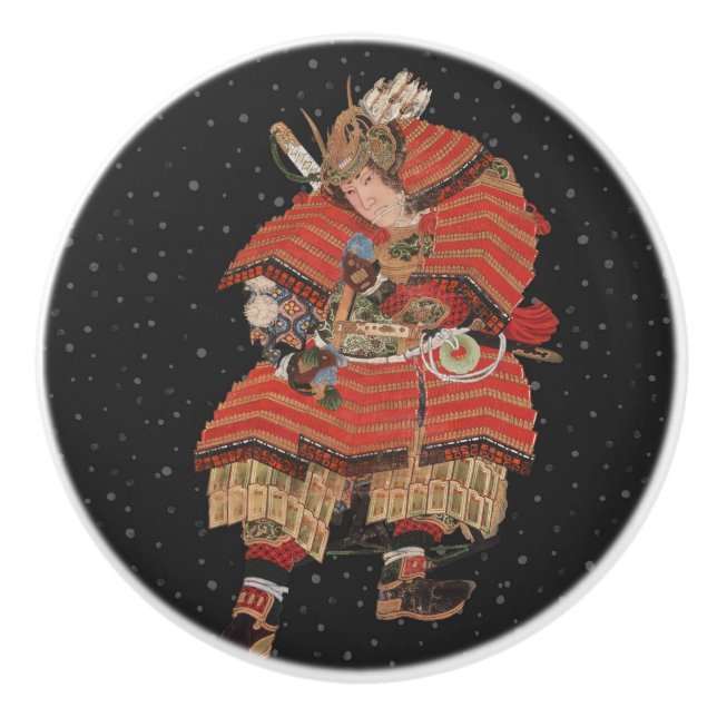 Samurai Warrior Vintage japanische Kunst Keramikknauf (Vorderseite)