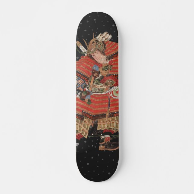 Samurai Warrior Vintage Japanische Kunst Skateboard (Vorne)