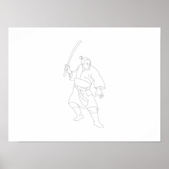 Samurai Warrior With Katana Sword Poster (Vorne)
