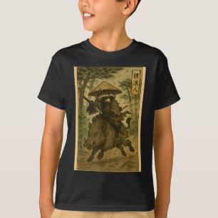 Samurai-Waschbär-Ronin, der auf einem Eber reitet, T-Shirt