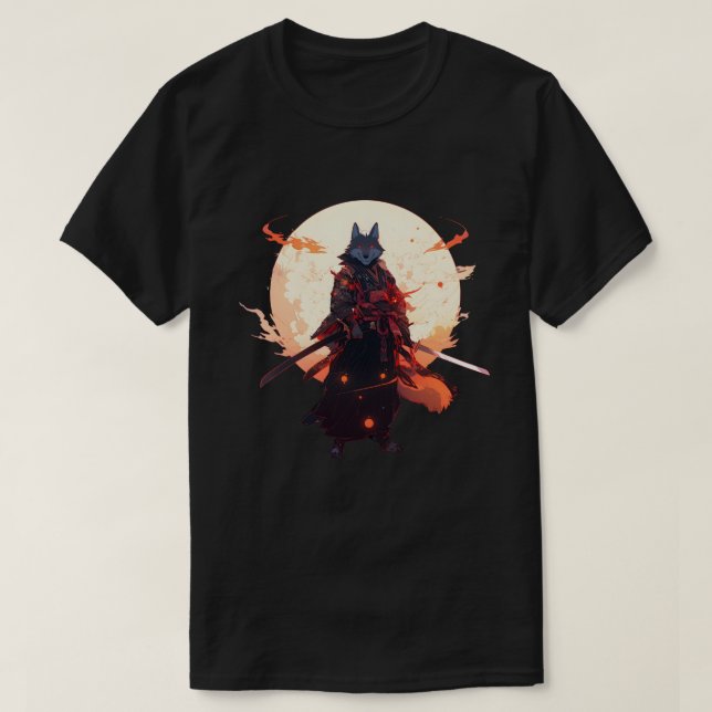 Samurai Wolf Japanese Anime T-Shirt (Design vorne)